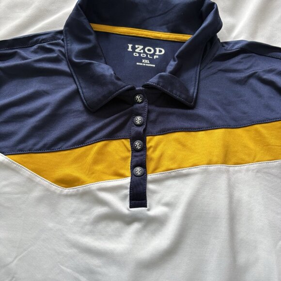 Izod Polo Short Sleeve Top T Shirt Tee Womens Size XXL White Blue Golf Collared - Picture 6 of 8